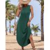 imageZeagoo Women Floral Summer Casual Beach Printed Tank Dress with Pockets Pleated Front Long DressDeep Green