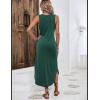 imageZeagoo Women Floral Summer Casual Beach Printed Tank Dress with Pockets Pleated Front Long DressDeep Green