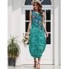 imageZeagoo Women Floral Summer Casual Beach Printed Tank Dress with Pockets Pleated Front Long DressGreen Flower