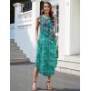 imageZeagoo Women Floral Summer Casual Beach Printed Tank Dress with Pockets Pleated Front Long DressGreen Flower