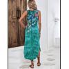 imageZeagoo Women Floral Summer Casual Beach Printed Tank Dress with Pockets Pleated Front Long DressGreen Flower