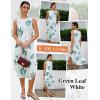 imageZeagoo Women Floral Summer Casual Beach Printed Tank Dress with Pockets Pleated Front Long DressGreen Leaf White