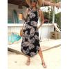imageZeagoo Women Floral Summer Casual Beach Printed Tank Dress with Pockets Pleated Front Long DressLeaf Black
