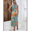imageZeagoo Women Floral Summer Casual Beach Printed Tank Dress with Pockets Pleated Front Long DressLeaf Print