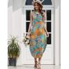 imageZeagoo Women Floral Summer Casual Beach Printed Tank Dress with Pockets Pleated Front Long DressLeaf Print