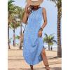 imageZeagoo Women Floral Summer Casual Beach Printed Tank Dress with Pockets Pleated Front Long DressLight Blue Floral