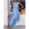 imageZeagoo Women Floral Summer Casual Beach Printed Tank Dress with Pockets Pleated Front Long DressLight Blue Floral