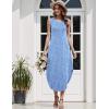 imageZeagoo Women Floral Summer Casual Beach Printed Tank Dress with Pockets Pleated Front Long DressLight Blue Floral