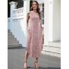 imageZeagoo Women Floral Summer Casual Beach Printed Tank Dress with Pockets Pleated Front Long DressLight Pink Print