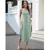 imageZeagoo Women Floral Summer Casual Beach Printed Tank Dress with Pockets Pleated Front Long DressMint Green Print