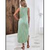 imageZeagoo Women Floral Summer Casual Beach Printed Tank Dress with Pockets Pleated Front Long DressMint Green Print