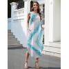 imageZeagoo Women Floral Summer Casual Beach Printed Tank Dress with Pockets Pleated Front Long DressMix Blue White