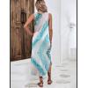 imageZeagoo Women Floral Summer Casual Beach Printed Tank Dress with Pockets Pleated Front Long DressMix Blue White