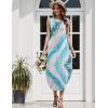 imageZeagoo Women Floral Summer Casual Beach Printed Tank Dress with Pockets Pleated Front Long DressMix Blue White