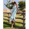 imageZeagoo Women Floral Summer Casual Beach Printed Tank Dress with Pockets Pleated Front Long DressMix Blue White