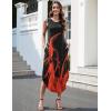 imageZeagoo Women Floral Summer Casual Beach Printed Tank Dress with Pockets Pleated Front Long DressRed Fire Print
