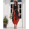 imageZeagoo Women Floral Summer Casual Beach Printed Tank Dress with Pockets Pleated Front Long DressRed Fire Print
