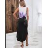 imageZeagoo Women Floral Summer Casual Beach Printed Tank Dress with Pockets Pleated Front Long DressWhitepurple Print