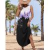 imageZeagoo Women Floral Summer Casual Beach Printed Tank Dress with Pockets Pleated Front Long DressWhitepurple Print