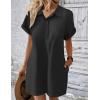 imageZeagoo Womens Cotton Shirt Dress Summer Casual Short Sleeve Button Down Beach Cover Up Shirts with PocketsBlack01
