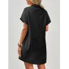 imageZeagoo Womens Cotton Shirt Dress Summer Casual Short Sleeve Button Down Beach Cover Up Shirts with PocketsBlack01