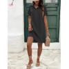 imageZeagoo Womens Cotton Shirt Dress Summer Casual Short Sleeve Button Down Beach Cover Up Shirts with PocketsBlack01