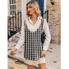 imageZeagoo Womens Oversized Fall Sweater Vest Dress Winter Casual V Neck Sleeveless Loose Knit Pullover Sweater 2025Houndstooth Plaid Black
