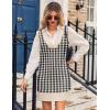 imageZeagoo Womens Oversized Fall Sweater Vest Dress Winter Casual V Neck Sleeveless Loose Knit Pullover Sweater 2025Houndstooth Plaid Black