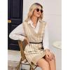 imageZeagoo Womens Oversized Fall Sweater Vest Dress Winter Casual V Neck Sleeveless Loose Knit Pullover Sweater 2025Houndstooth Plaid Khaki