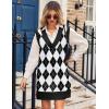 imageZeagoo Womens Oversized Fall Sweater Vest Dress Winter Casual V Neck Sleeveless Loose Knit Pullover Sweater 2025Plaid