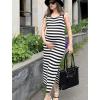 imageZeagoo Womens Spring Summer Casual Dress Bodycon Midi Sleeveless Striped Knit Maternity Tank Sweater Dresses with Side SlitBlack and White Striped