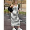 imageZeagoo Womens Spring Summer Casual Dress Bodycon Midi Sleeveless Striped Knit Maternity Tank Sweater Dresses with Side SlitWhite and Black Striped