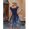imageZeagoo Womens Summer Dress Casual Ruffle Tiered Floral Square Neck Sundresses Beach Boho Mini Aline Dress 2025 with PocketsNavy Floral