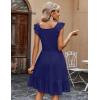 imageZeagoo Womens Summer Dress Casual Ruffle Tiered Floral Square Neck Sundresses Beach Boho Mini Aline Dress 2025 with PocketsSolid Navy