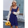 imageZeagoo Womens Summer Dress Casual Ruffle Tiered Floral Square Neck Sundresses Beach Boho Mini Aline Dress 2025 with PocketsSolid Navy