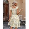 imageZeagoo Womens Summer Dress Casual Ruffle Tiered Floral Square Neck Sundresses Beach Boho Mini Aline Dress 2025 with PocketsYellow Floral