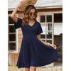 imageZeagoo Womens Summer Dress Casual Swing Floral Ruffle Short Sleeve Sundresses Beach Mini Aline Shift Dress 2025 with PocketsNavy