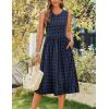 imageZeagoo Womens Summer Tank Midi Dress with Pockets Floral Sleeveless ALine Casual Loose TShirt Dresses Beach Sundress 202501blue Round Dot