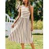imageZeagoo Womens Summer Tank Midi Dress with Pockets Floral Sleeveless ALine Casual Loose TShirt Dresses Beach Sundress 2025Apricot White Stripe