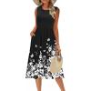 imageZeagoo Womens Summer Tank Midi Dress with Pockets Floral Sleeveless ALine Casual Loose TShirt Dresses Beach Sundress 2025Black Small Floral
