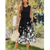 imageZeagoo Womens Summer Tank Midi Dress with Pockets Floral Sleeveless ALine Casual Loose TShirt Dresses Beach Sundress 2025Black Small Floral