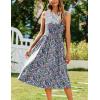 imageZeagoo Womens Summer Tank Midi Dress with Pockets Floral Sleeveless ALine Casual Loose TShirt Dresses Beach Sundress 2025Blue Flower Print