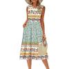 imageZeagoo Womens Summer Tank Midi Dress with Pockets Floral Sleeveless ALine Casual Loose TShirt Dresses Beach Sundress 2025Blue Yellow Ethnic Print
