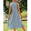 imageZeagoo Womens Summer Tank Midi Dress with Pockets Floral Sleeveless ALine Casual Loose TShirt Dresses Beach Sundress 2025Bluewhite Stripe