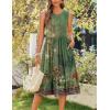 imageZeagoo Womens Summer Tank Midi Dress with Pockets Floral Sleeveless ALine Casual Loose TShirt Dresses Beach Sundress 2025Green Printed