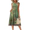 imageZeagoo Womens Summer Tank Midi Dress with Pockets Floral Sleeveless ALine Casual Loose TShirt Dresses Beach Sundress 2025Green Printed