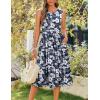 imageZeagoo Womens Summer Tank Midi Dress with Pockets Floral Sleeveless ALine Casual Loose TShirt Dresses Beach Sundress 2025Navy White Floral