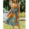 imageZeagoo Womens Summer Tank Midi Dress with Pockets Floral Sleeveless ALine Casual Loose TShirt Dresses Beach Sundress 2025Orange Green Leaf
