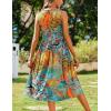imageZeagoo Womens Summer Tank Midi Dress with Pockets Floral Sleeveless ALine Casual Loose TShirt Dresses Beach Sundress 2025Orange Green Leaf