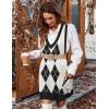 imageZeagoo Womens Sweater Vest Dress Pattern Knitted Pullovers Sweaters V Neck Tank Sweater Dress with PocketsBlack Argyle